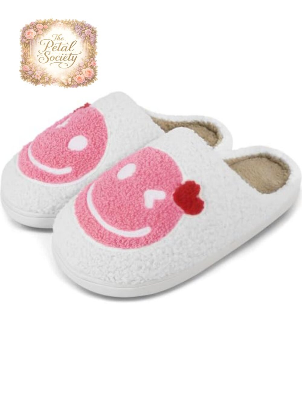 Smile Face Slippers Memory Foam Retro Soft Plush Warm Cozy Non-Slip House